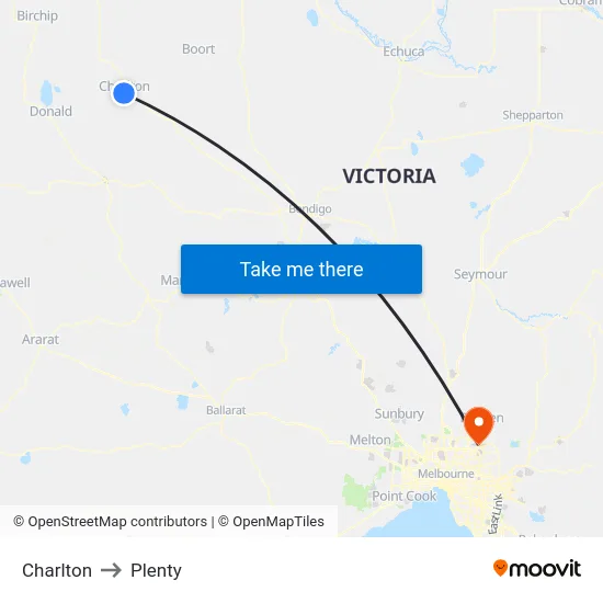 Charlton to Plenty map