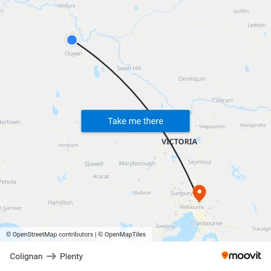 Colignan to Plenty map