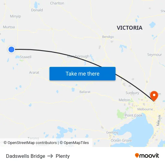 Dadswells Bridge to Plenty map