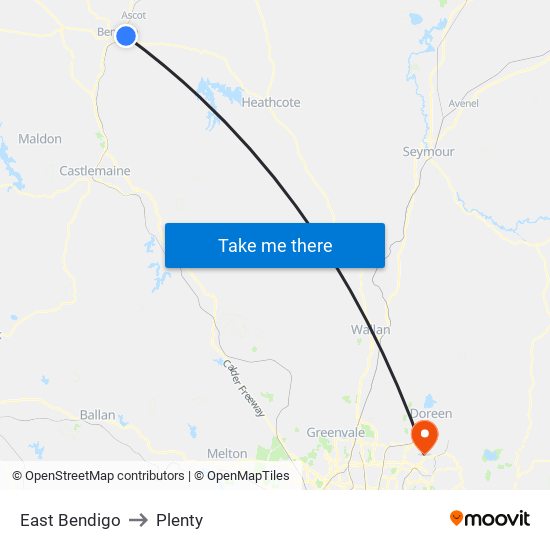 East Bendigo to Plenty map