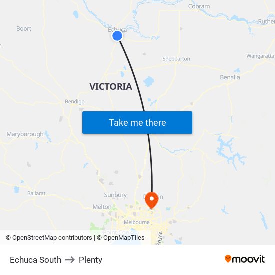 Echuca South to Plenty map