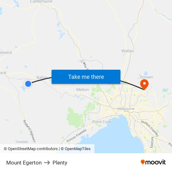 Mount Egerton to Plenty map