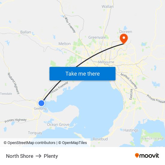 North Shore to Plenty map