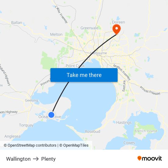 Wallington to Plenty map