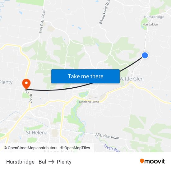 Hurstbridge - Bal to Plenty map