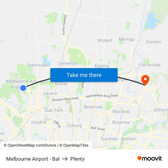 Melbourne Airport - Bal to Plenty map