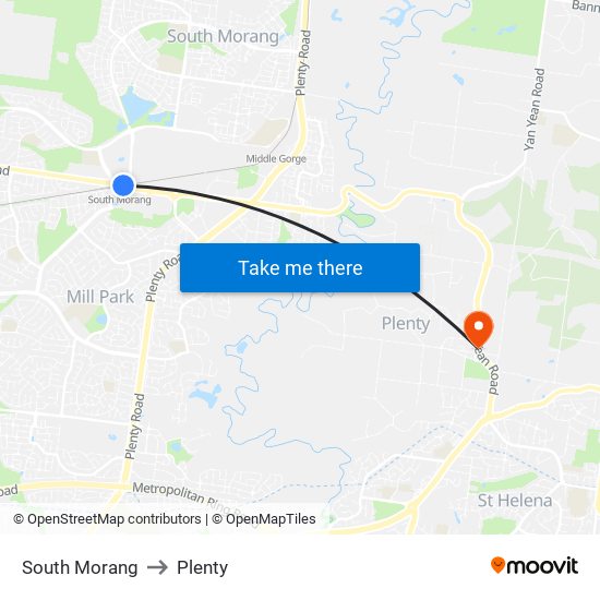 South Morang to Plenty map