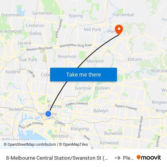 8-Melbourne Central Station/Swanston St (Melbourne City) to Plenty map