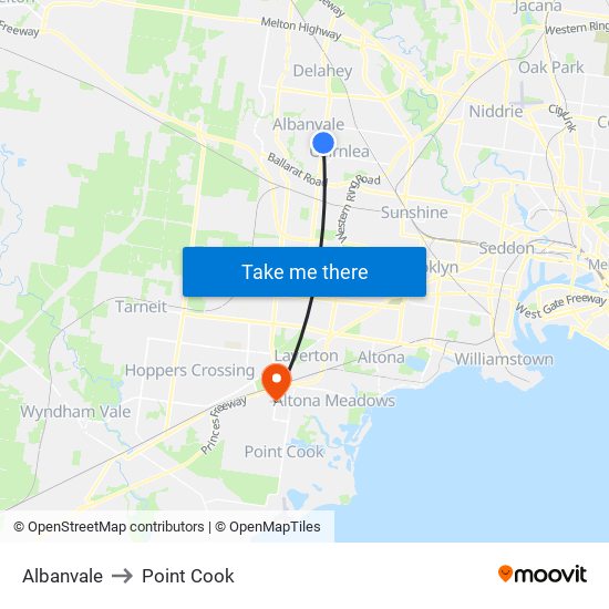 Albanvale to Point Cook map