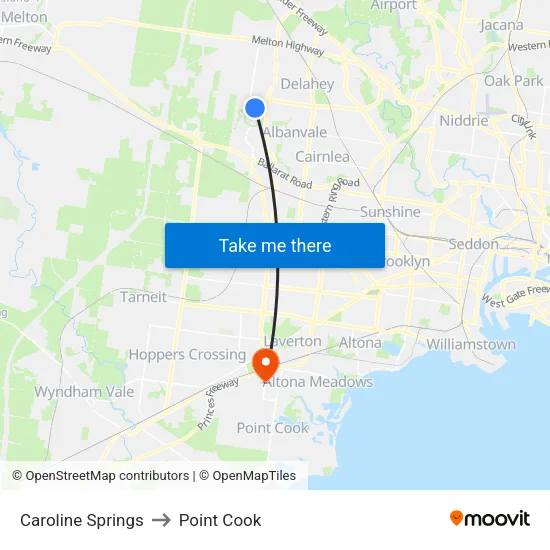 Caroline Springs to Point Cook map