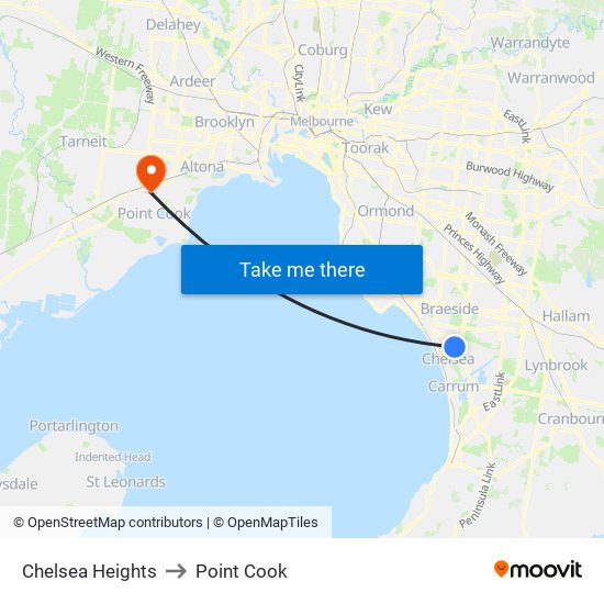 Chelsea Heights to Point Cook map