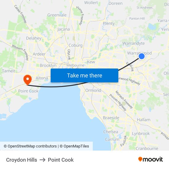 Croydon Hills to Point Cook map