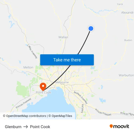 Glenburn to Point Cook map