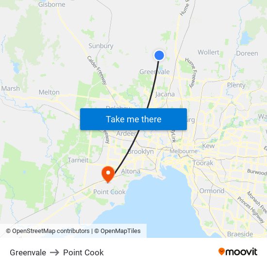 Greenvale to Point Cook map