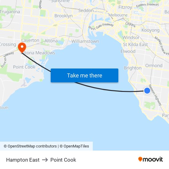 Hampton East to Point Cook map