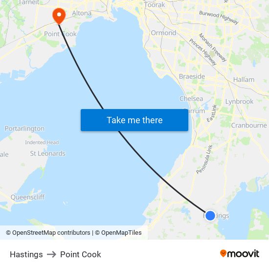 Hastings to Point Cook map