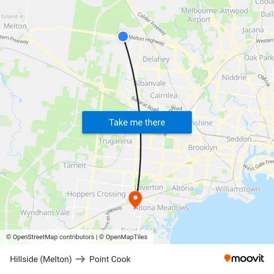 Hillside (Melton) to Point Cook map