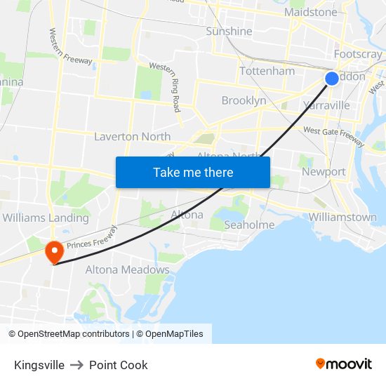 Kingsville to Point Cook map