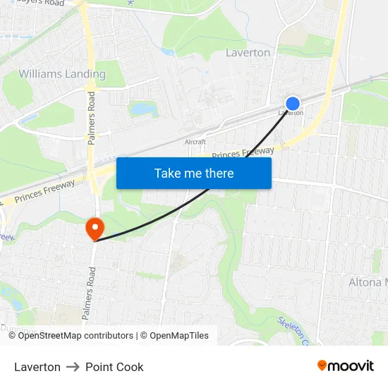 Laverton to Point Cook map