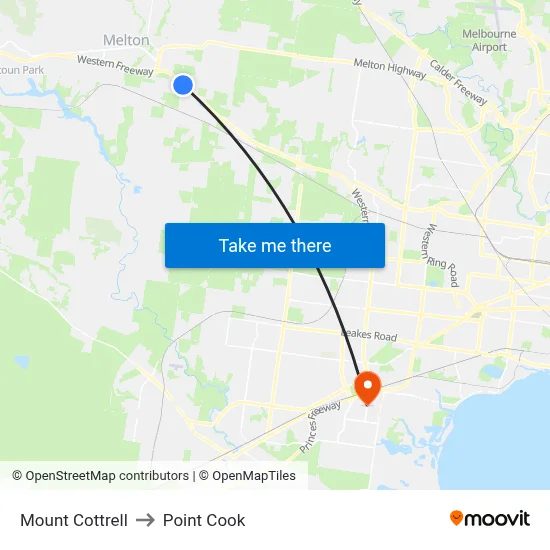 Mount Cottrell to Point Cook map