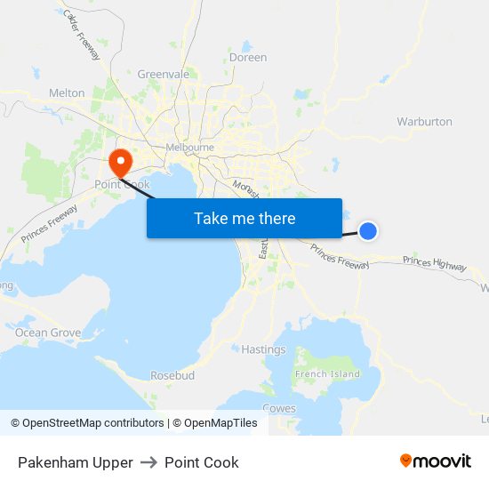 Pakenham Upper to Point Cook map