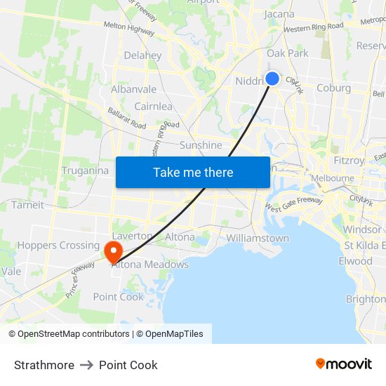 Strathmore to Point Cook map