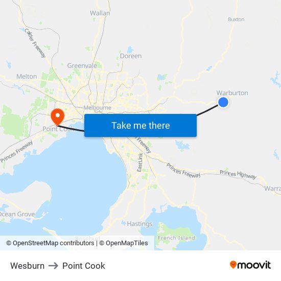 Wesburn to Point Cook map