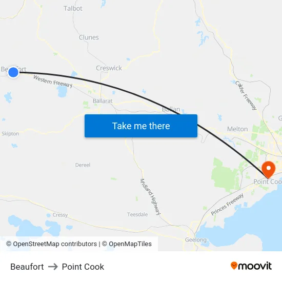 Beaufort to Point Cook map