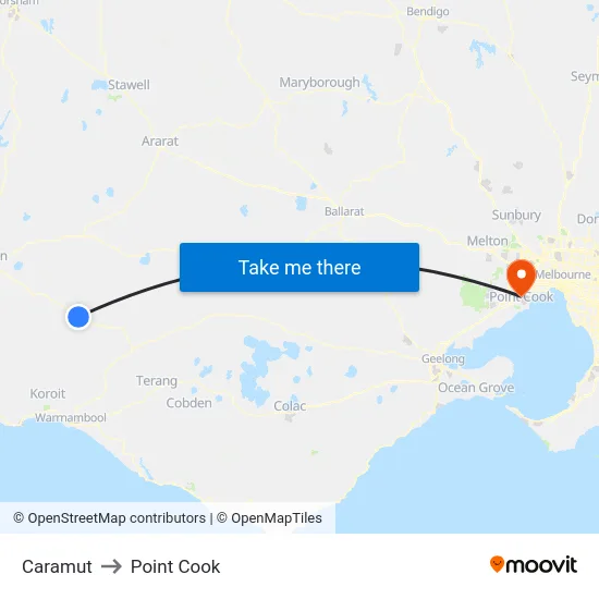 Caramut to Point Cook map