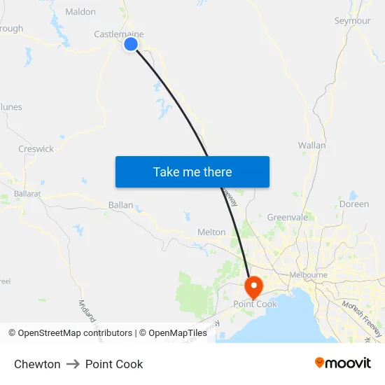 Chewton to Point Cook map