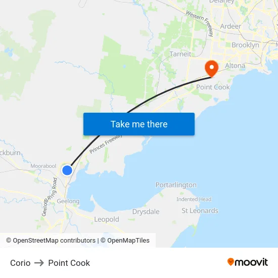 Corio to Point Cook map