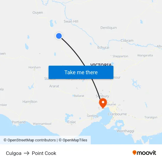 Culgoa to Point Cook map