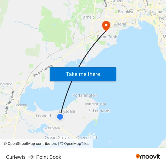 Curlewis to Point Cook map