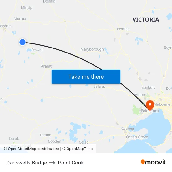 Dadswells Bridge to Point Cook map