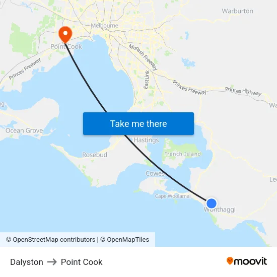 Dalyston to Point Cook map