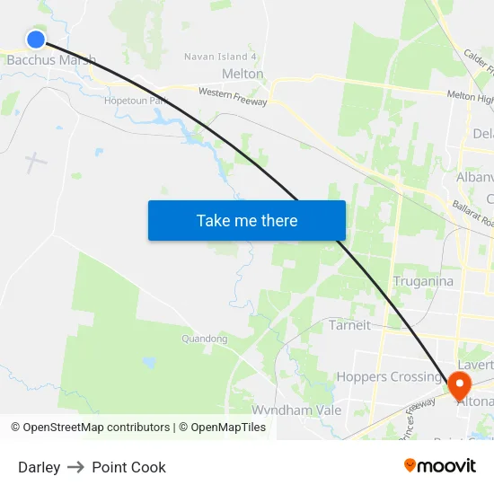 Darley to Point Cook map