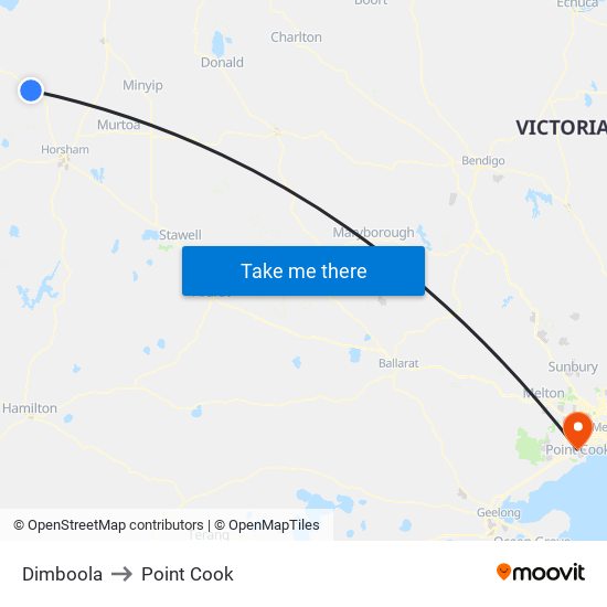 Dimboola to Point Cook map