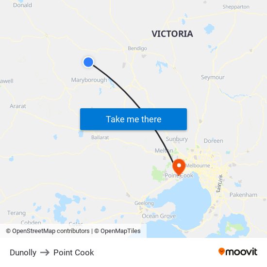 Dunolly to Point Cook map