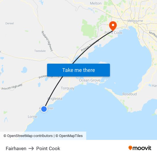 Fairhaven to Point Cook map