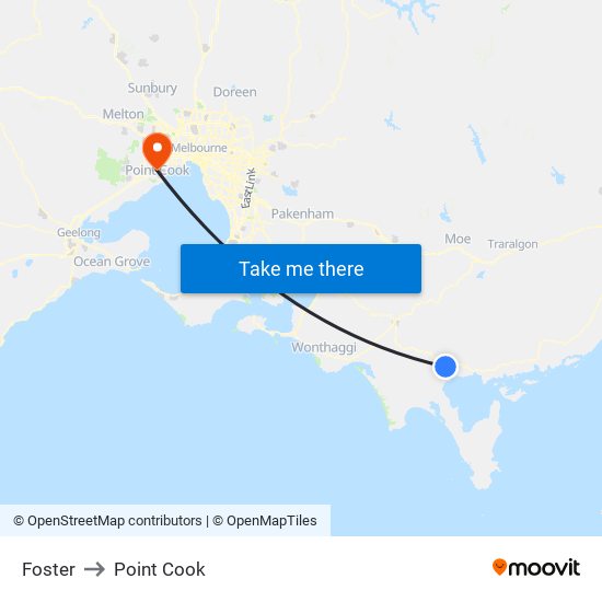 Foster to Point Cook map