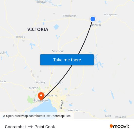 Goorambat to Point Cook map