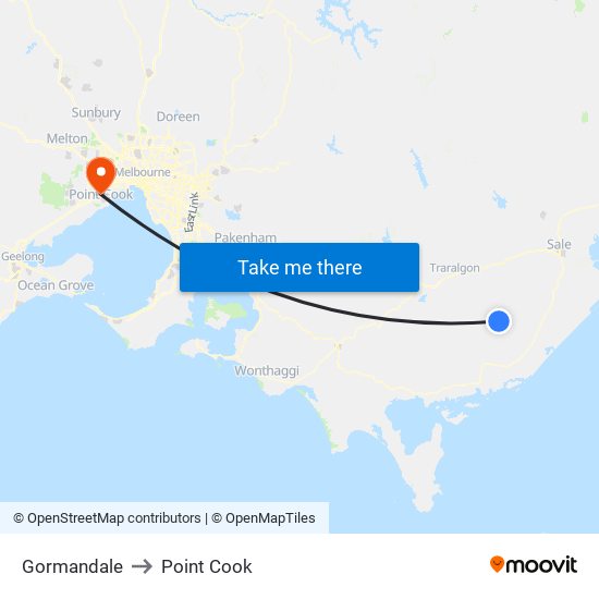 Gormandale to Point Cook map