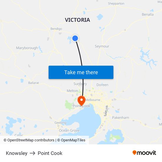 Knowsley to Point Cook map