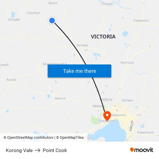 Korong Vale to Point Cook map