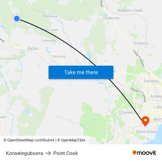 Korweinguboora to Point Cook map