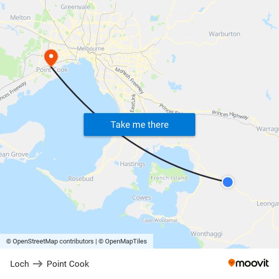 Loch to Point Cook map