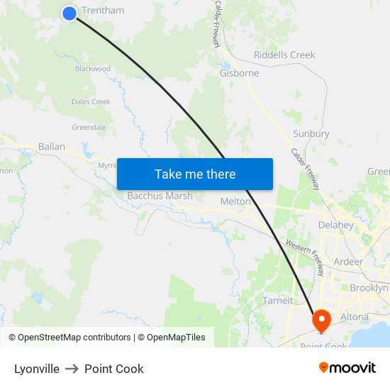 Lyonville to Point Cook map