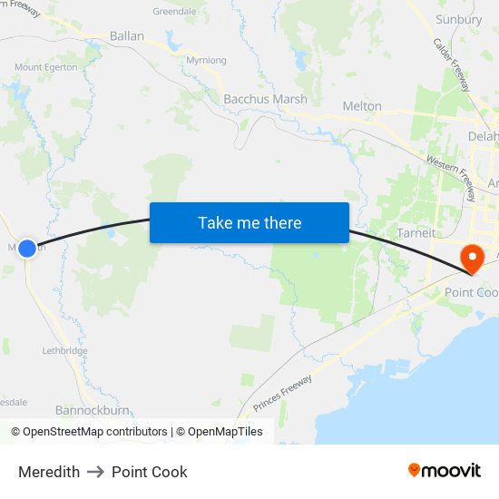 Meredith to Point Cook map