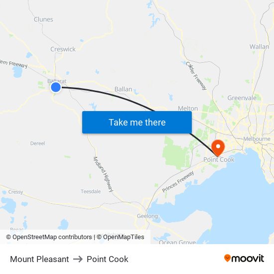 Mount Pleasant to Point Cook map