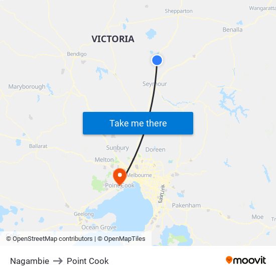 Nagambie to Point Cook map